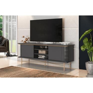 Imagem de Rack Bancada Golden para TV até 60 Polegadas 2 Portas Grafite Nature Liberty Móveis