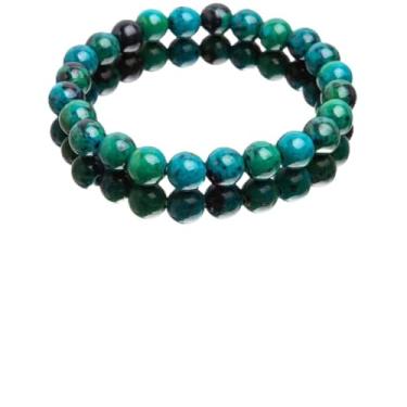 Imagem de HEITIGN 2 Pçs Diabetes Crisocola Bracelete Feito à Mão Pulseira Redonda Com Miçangas para Mulheres Masculinas