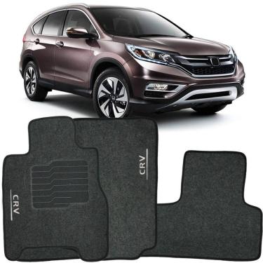 Imagem de Tapete Carpete Crv 2012 à 2018 Grafite Logo Bordado Jogo 3 Peças Personalizado Automotivo