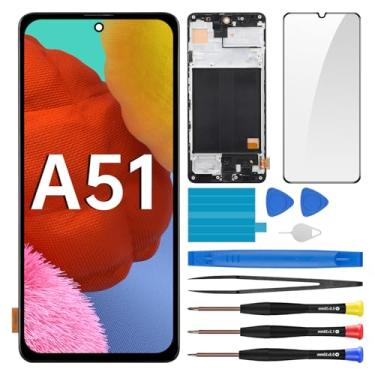 Imagem de BESJMYT Substituição de tela para Samsung Galaxy A51 com moldura LCD digitalizador sensível ao toque, montagem completa, vidro fixo com kit de ferramentas de reparo SM-A515F (A515F A515FN/DS A515U)