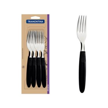 Imagem de Jogo de Garfos de Mesa Tramontina Inox Ipanema 12 Peças, Preto, 12