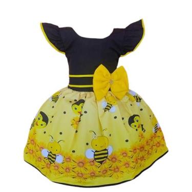 Imagem de Vestido Temático Infantil Abelhinha - ED_KIDS, 4, Amarelo