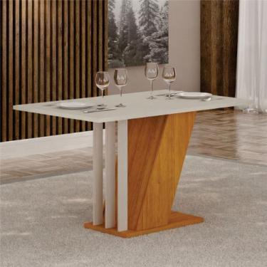 Imagem de Mesa de Jantar Retangular Miami Freijó Off White 120cm 4 Lugares Yesca