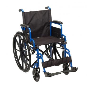 Imagem de Cadeira de Rodas Leve Drive Medical Azul Apoios Pés Removíveis Blue Streak