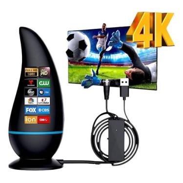 Imagem de Antena Interna Para Tv Digital Amplificada 1080 Hdtv Cabo 3m - Lelong