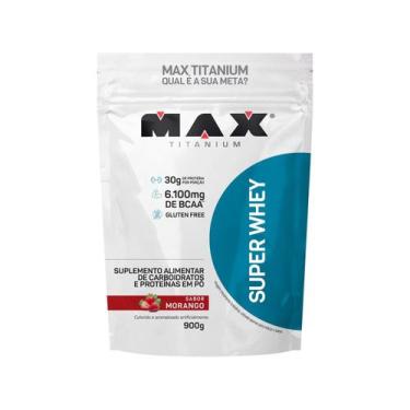 Imagem de Whey Protein Concentrado Max Titanium Super - 900g Morango, 900g, Mora