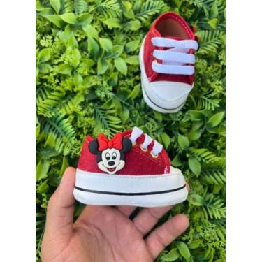 Imagem de Calçados para bebês, Tênis starzinho vermelho com aplique da Minnie - 
