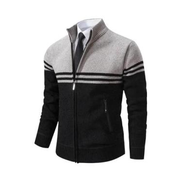 Imagem de Cardigã Masculino De Inverno Em Fleece Grosso, Quente E Casual, Com Go