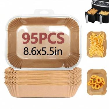 Imagem de EKACO 100 peças de forros de fritadeira a ar para ninja, 21,7 x 14 cm, cesta dupla de p...