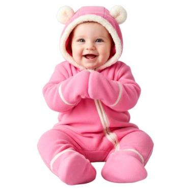 Imagem de Macacão de Bebê PATPAT em Fleece com Capuz, Pé e Luvas 12-18M