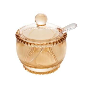 Imagem de Açucareiro de Cristal c/ Colher Pearl Âmbar - Wolff