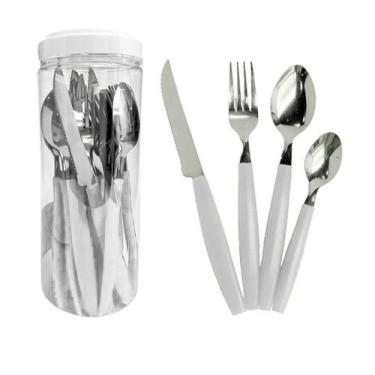 Imagem de Conjunto de Talheres Faqueiro em Pote com 24 Pçs Branco - Altomex