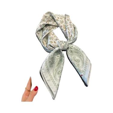 Imagem de Lenço De Seda Feminino 70x70cm Com Estampa Paisley, Xale Quadrado De L