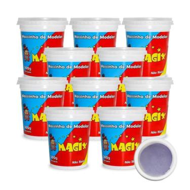 Imagem de Kit 10 Potes Massa Massinha de Modelar Infantil 500g Escolar - MAGIX K