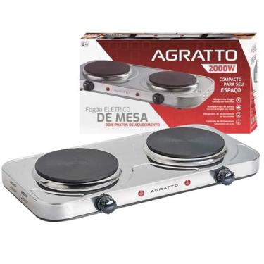 Imagem de Fogão Elétrico de Mesa Agratto FM-02 Cooktop 2 Bocas Aço Inox 2000W Pr