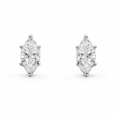 Imagem de Brinco Navete Moissanite 5x10mm Prata 925 com Ródio - Lauáry Joias