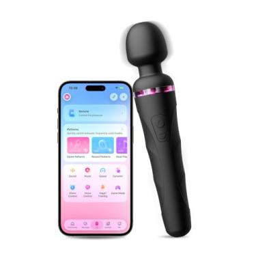 Imagem de LOVENSE Domi 2 Massageador Clássico para mulheres, varinha vibradora clássico, estimulador poderoso e silencioso com cabeça rotativa dupla, controle de aplicativo de telefone Bluetooth Preto