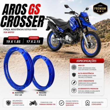 Imagem de Par jogo aro modelo gs 19x1.85 / 17x2.15 crosser 150- azul verniz - Mo