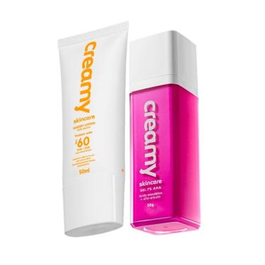 Imagem de Kit Skincare Protetor Solar Facial FPS 60 Mandélico com Ácido Mandélico para Peles Oleosas e Acneicas 50ml e 30g Creamy