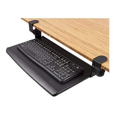 Imagem de Bandeja de teclado retrátil e compacta da Stand Up Desk Store com braçadeira ajustável/bandeja de teclado de mesa | Melhore o conforto enquanto aumenta o espaço de mesa utilizável, Small