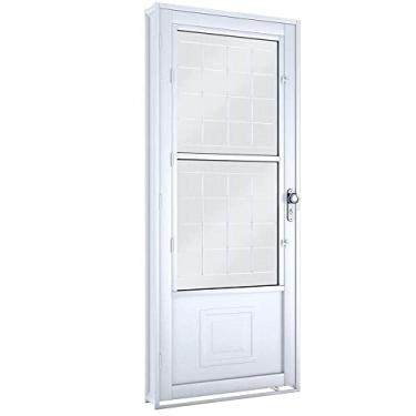 Imagem de Porta de Aço Giro com Vidro e Grade Lucasa Facilità 215cmx90cm Branco