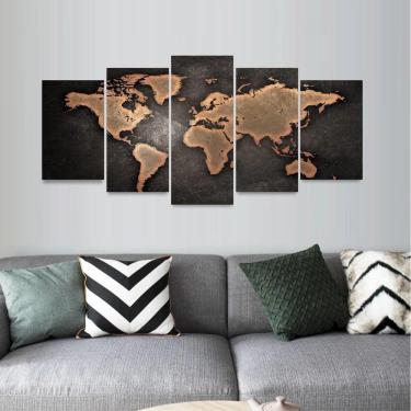 Imagem de Quadro Mosaico Para Sala Escritórios Mapa Mundi Continentes