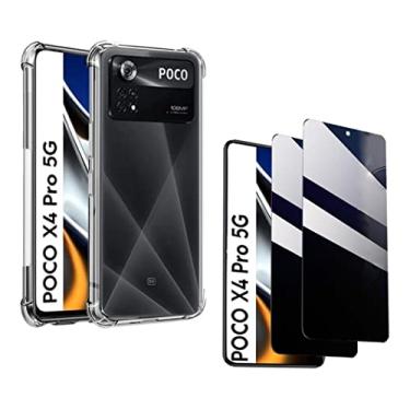 Imagem de Capa Capinha + 2x Película Privacidade Anti Espionagem Para Poco X4 Pro 5g 6.67 - (Hard Glass Store)
