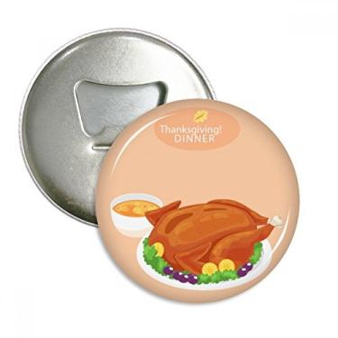 Imagem de Feliz Dia de Ação de Graças Padrão Peru Abridor de Garrafas Imã Emblema Multifuncional