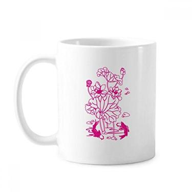 Imagem de Lótus Folha Flor Lótus Raiz de Peixe Caneca de Água Cerâmica Cerâmica Copo de Porcelana Café Louça