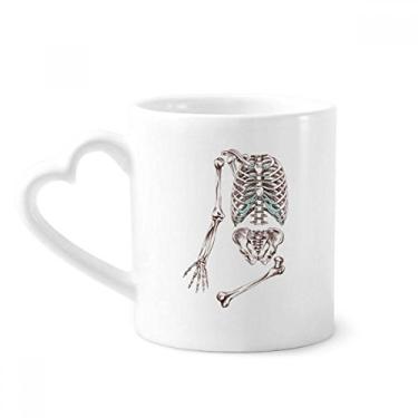Imagem de Caneca de desenho de esqueleto humano caneca de café cerâmica copo de coração de vidro
