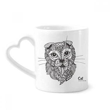 Imagem de Caneca de bebê de pintura humana gato café cerâmica copo de coração de vidro