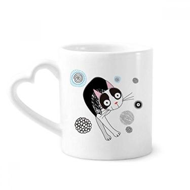 Imagem de Caneca de gato fino fofo de desenho de animal caneca de café cerâmica copo de coração de vidro
