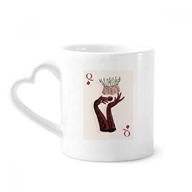 Imagem de Baralho de cartas diamante Q padrão caneca café cerâmica copo de coração de vidro