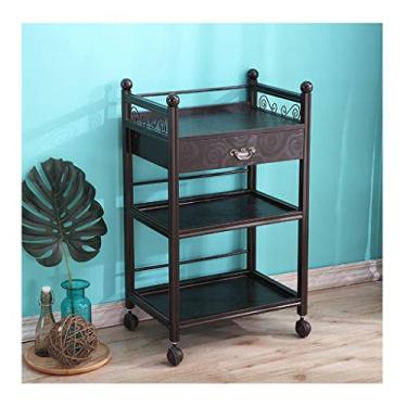 Imagem de KIZQYN Suporte de impressora 3 camadas prateleira de armazenamento suporte de impressora com gaveta, suporte de impressora móvel organizador de armazenamento com 4 rodas de rolamento impressora de mesa (cor: latão)