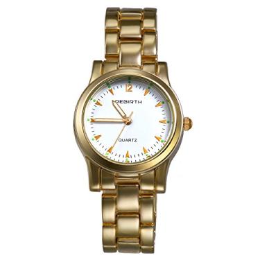 Imagem de Relógio feminino de quartzo japonês luminoso 3Atm à prova d'água pequeno pulseira pulseira pulseira relógio, Dourado