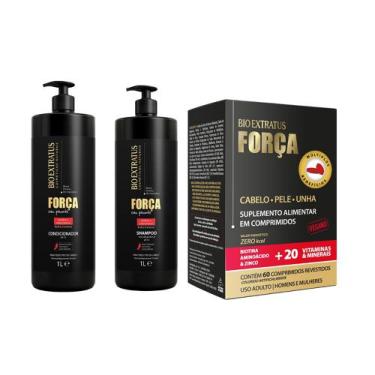 Imagem de Kit Força Com Pimenta Shampoo E Condicionador 1L + Suplemento Bio Extr
