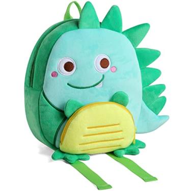 Imagem de Mochila Infantil, VASCHY Mochila para Meninos e Meninas Fofos Animais de Pelúcia Pequena Mochila para Creche para Crianças, Dinossauro sorridente
