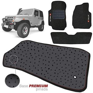 Imagem de Jogo de Tapete Carpete Tevic Pinado Troller 2001 02 03 04 05 06 07 08 09 Impermeável Lavável Logo Bordado 5 Peças