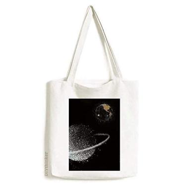 Imagem de Bolsa de lona branca Nebulosa Universo Terra Bolsa de compras Casual Bolsa