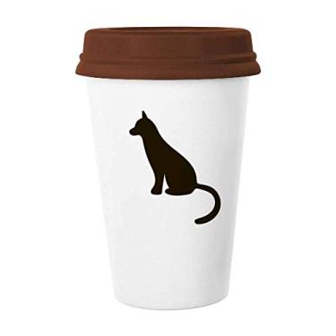 Imagem de Caneca de cerâmica de gato preto com desenho de animal bonito caneca de café copo de cerâmica