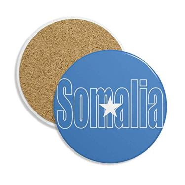 Imagem de Caneca de porta-copos com nome da bandeira da Somália, pedra absorvente de proteção de mesa