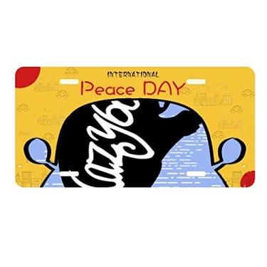 Imagem de DIYthinker Placa de carro com desenho de bicho-preguiça preta, placa de licença natural, decoração de carro, dia da paz