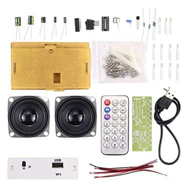 Imagem de de alto-falante Bluetooth DIY, montagem de solda 2 alto-falantes de 3W para produção e montagem com caixa transparente 1.5A-2A componente