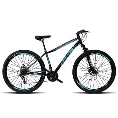 Imagem de Bicicleta Aro 29 Aço Drais Steel 21 Vel Tamanho 17 - Preto+azul Ciano