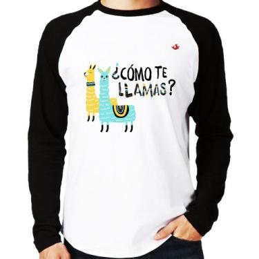 Imagem de Camiseta Raglan Como Te Llamas Manga Longa - Foca Na Moda