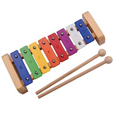 Imagem de SIMBAE Xilofone de madeira xilofone de madeira pinheiro 8 notas C chave percussão brinquedo musical infantil