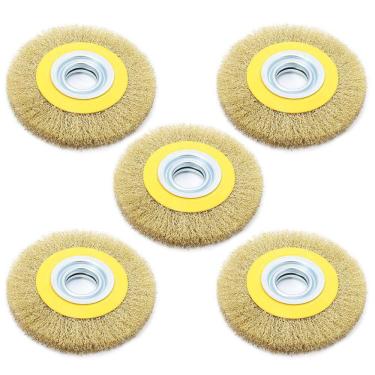 Imagem de 5 Escovas Rotativa Circular Latonada 6 X 1" P/ Motoesmeril