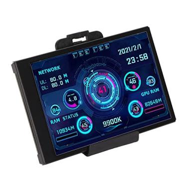 Imagem de Monitor de temperatura do computador do computador, 3.5in ips usb mini tela aida64 pc cpu ram monitor de dados do pc tela de exibição do painel do sensor para windows