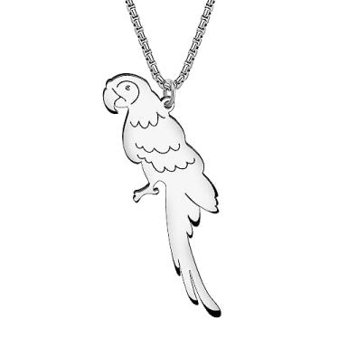 Imagem de RAIDIN Colar com pingente de papagaio de pássaro de aço inoxidável banhado a ouro 18 K para mulheres, meninas, lindos colares de arara escarlate, berloques, joias simples, presentes para amantes de