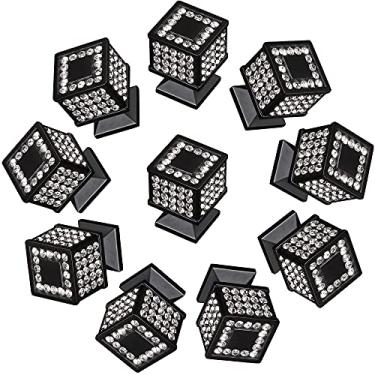 Imagem de LANC Puxador de armário de cristal preto puxadores de cozinha - preto fosco brilhante puxadores de gaveta ferragens modernas de armário para armário, gaveta, orifício único, pacote com 10, B1002B-P10